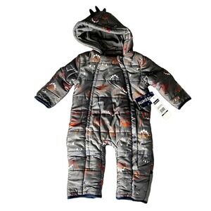 𝅺NEW Wippette Baby Pram Dinosaur Snowsuit Size 6/9M